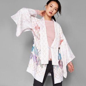 NWT Ted Baker London printed self-tie draped kimono jacket